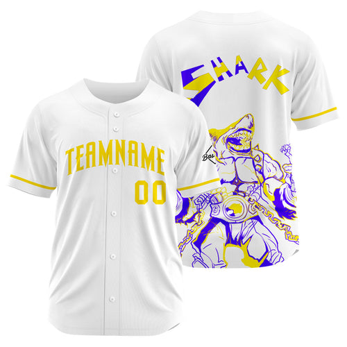 Custom Baseball Uniforms High-Quality for Adult Kids Optimized for Performance Shark-White&Yellow enthsush