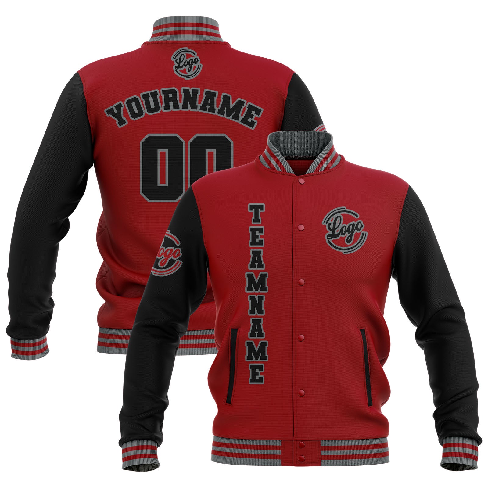 Custom Black Red Grey Waterproof Varsity Jackets Personalized Stitched Name Number Logo to Letterman Jackets enthsush