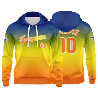 Custom Gradient Hoodie For Man Woman Girl Boy Print Your Logo Name Number Yellow Orange enthsush