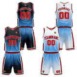 Custom Gradient Light Blue Reversible Basketball Suit for Adults and Kids Personalized Jersey