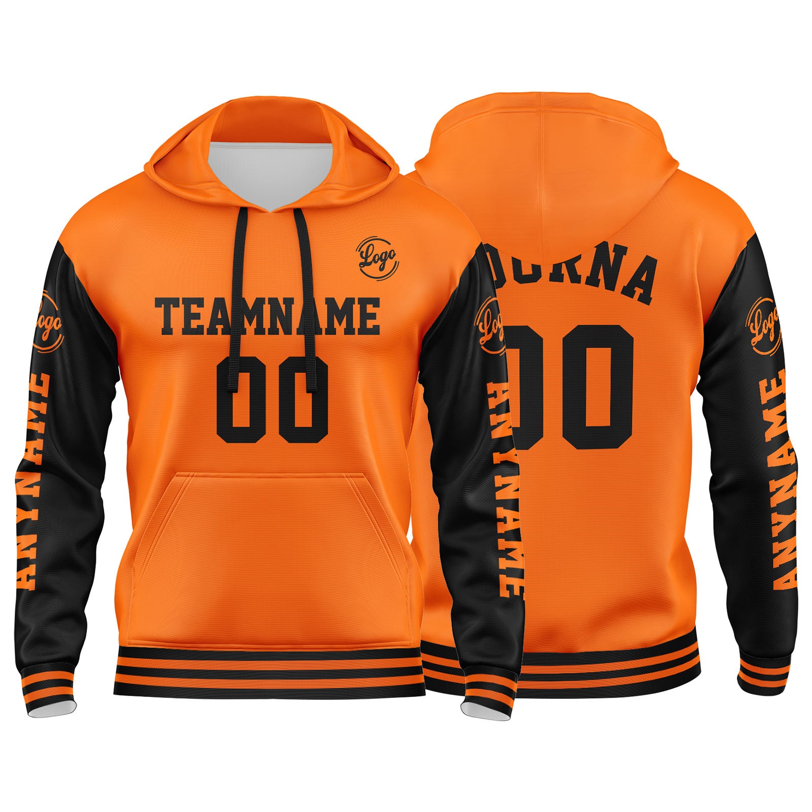 Custom Orange Black  Sweatshirt Hoodie For Men Women Girl Boy Print Your Logo Name Number enthsush