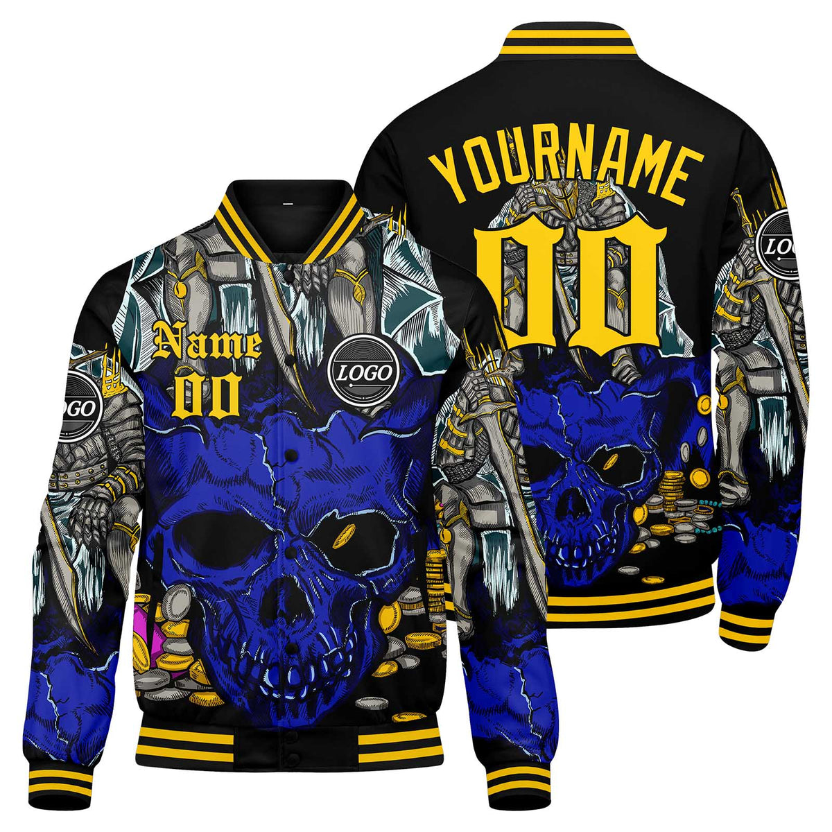 Custom Varsity Jacket Letterman jacket for Men, Women and Youth Royal Yellow enthsush
