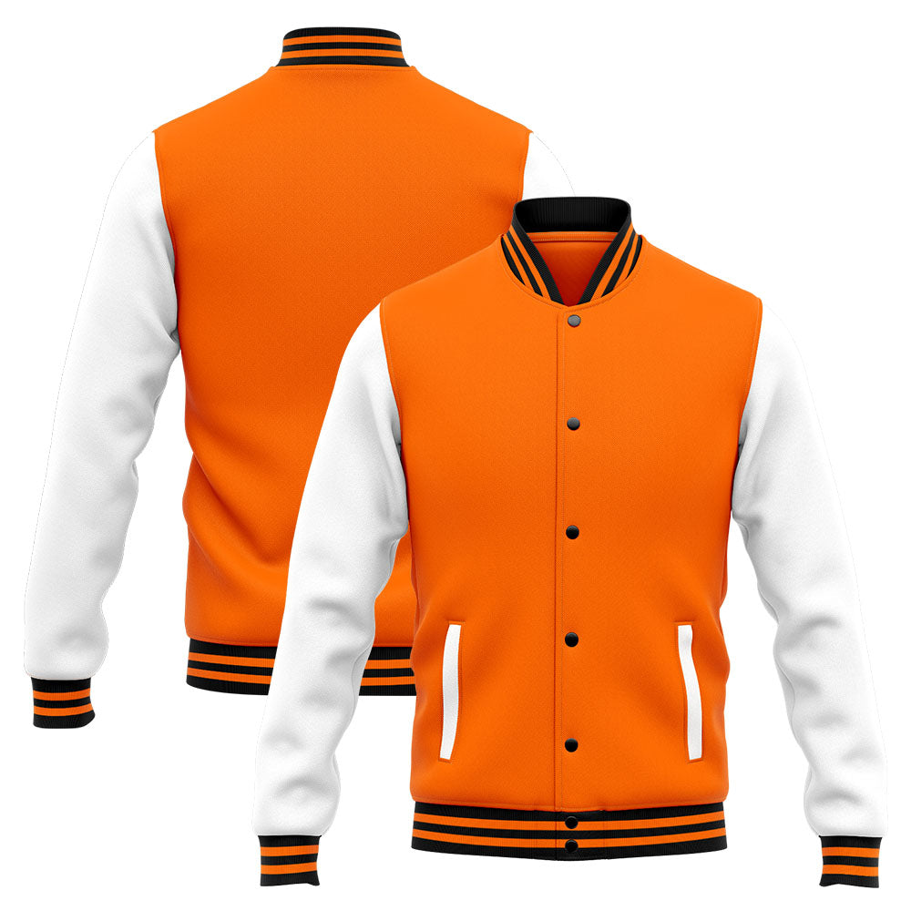 Custom Varsity Jacket Letterman jacket for Men, Women and Youth Orange White enthsush