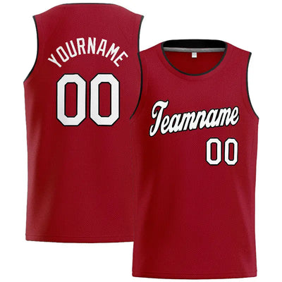 Custom Stitched Basketball Jersey for Men, Women And Kids Red-White-Black enthsush