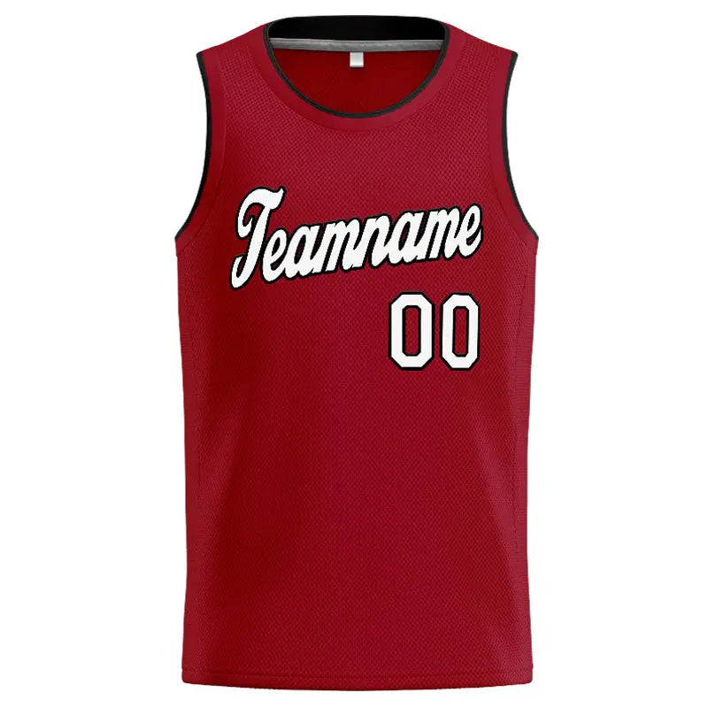 Custom Stitched Basketball Jersey for Men, Women And Kids Red-White-Black enthsush