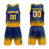 Custom Basketball Jersey Uniform Suit Printed Your Logo Name Number Navy-Yellow