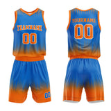 Custom Basketball Jersey Uniform Suit Printed Your Logo Name Number Blue-Orange