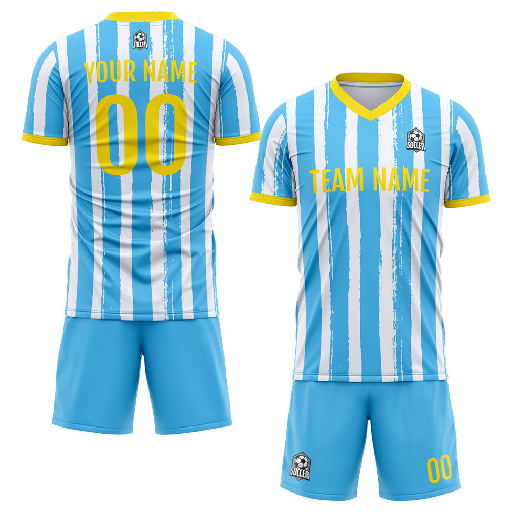Custom Soccer Jerseys for Men Women Personalized Soccer Uniforms for Adult and Kid Light Blue-White enthsush
