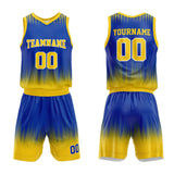 Custom Basketball Jersey Uniform Suit Printed Your Logo Name Number Royal-Yellow