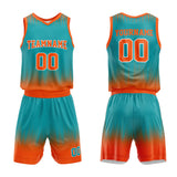 Custom Basketball Jersey Uniform Suit Printed Your Logo Name Number Teal-Orange