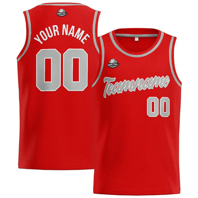 Custom Stitched Basketball Jersey for Men, Women  And Kids Red-Gray enthsush