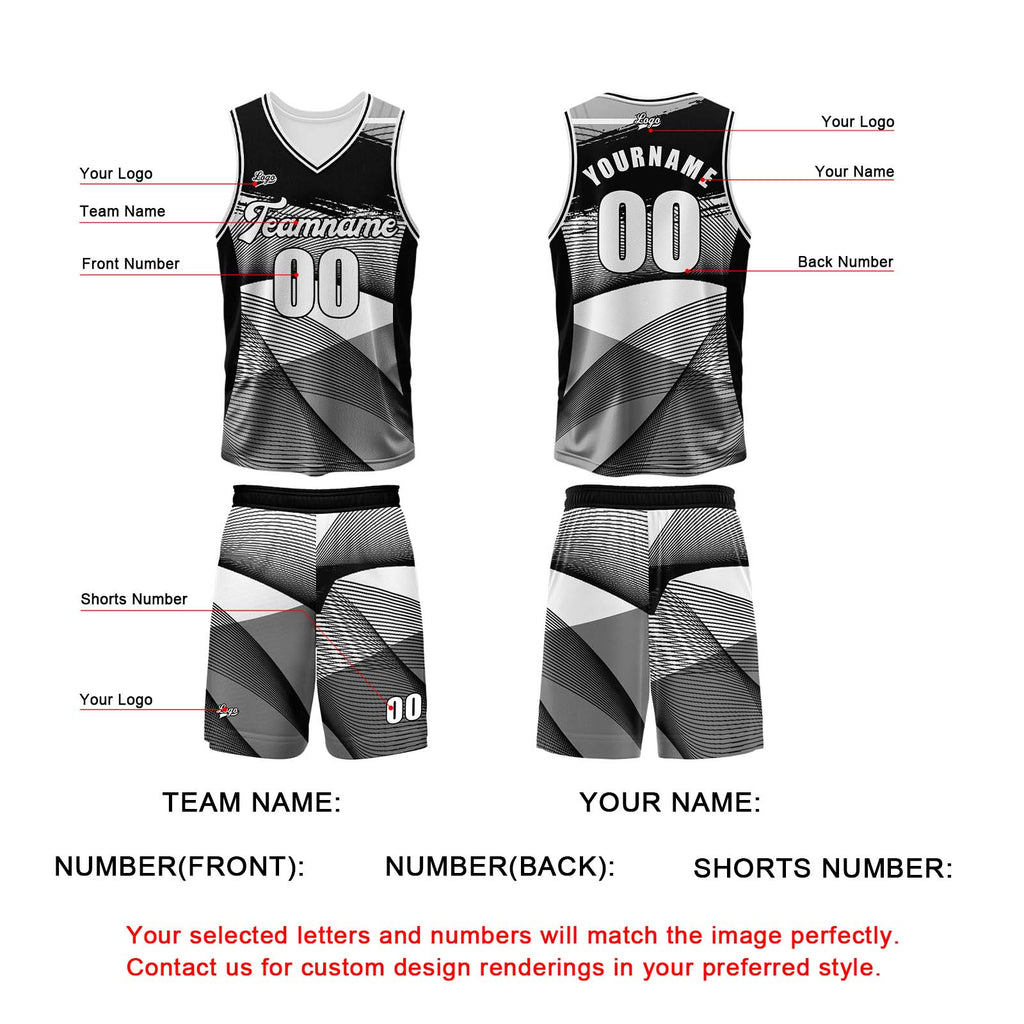 Custom Black Basketball Jersey Uniform Suit Printed Your Logo Name Number enthsush