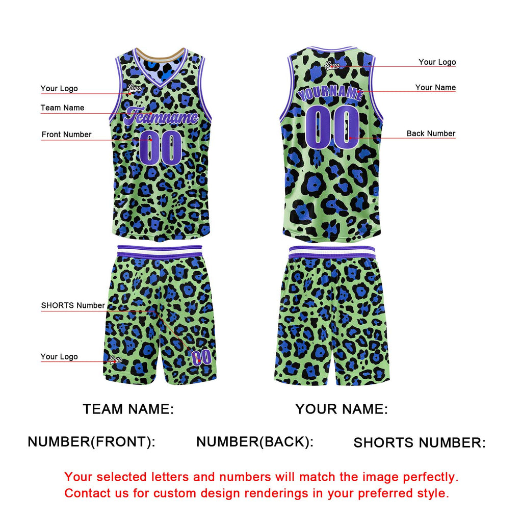 Custom Green Iceberg Blue Reversible Basketball Suit for Adults and Kids Personalized Jersey enthsush