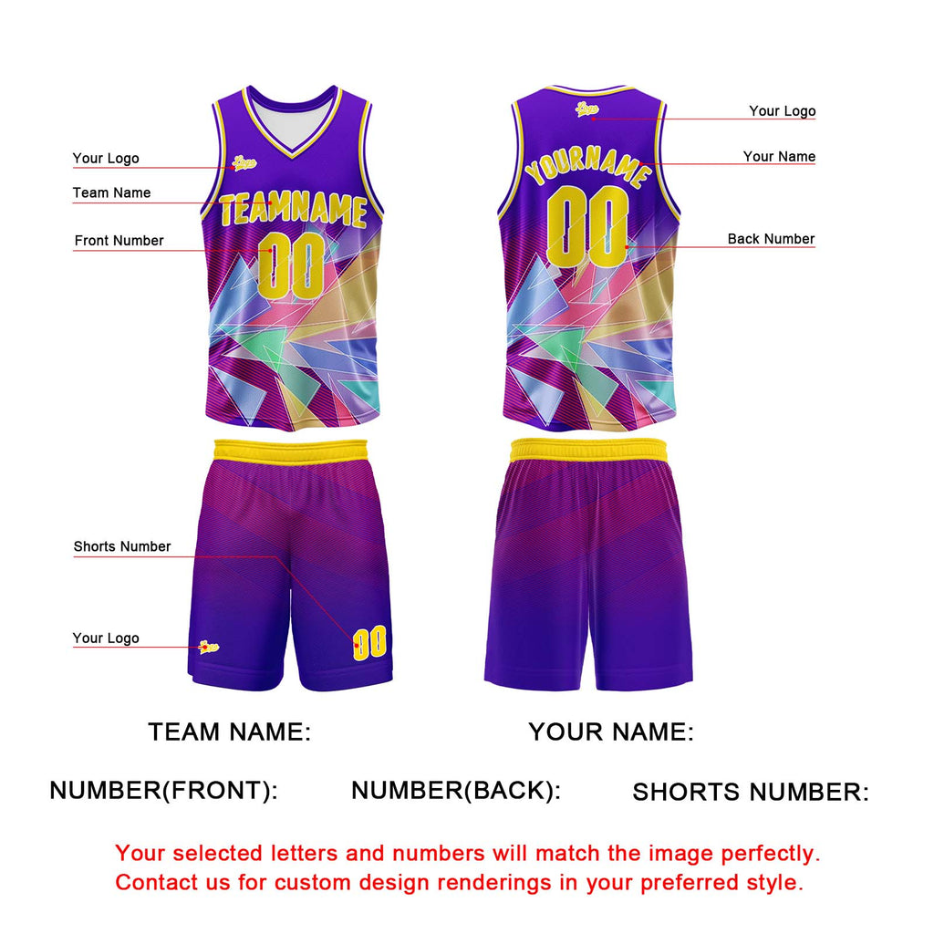 Custom Purple Basketball Jersey Uniform Suit Printed Your Logo Name Number enthsush