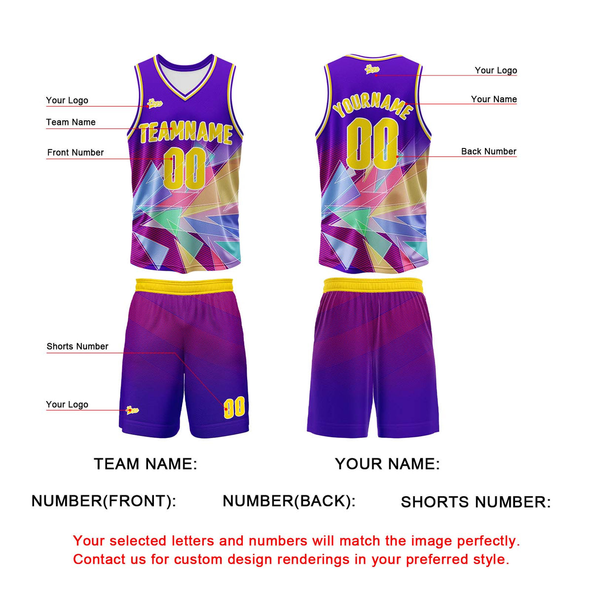Custom Purple Basketball Jersey Uniform Suit Printed Your Logo Name Number enthsush