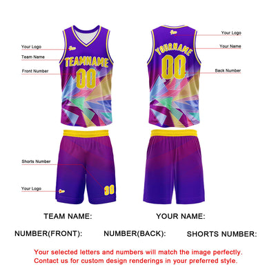 Custom Purple Basketball Jersey Uniform Suit Printed Your Logo Name Number enthsush