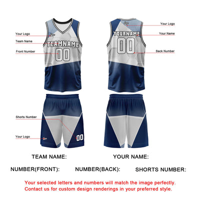 Custom Navy Gray Basketball Jersey Uniform Suit Printed Your Logo Name Number enthsush