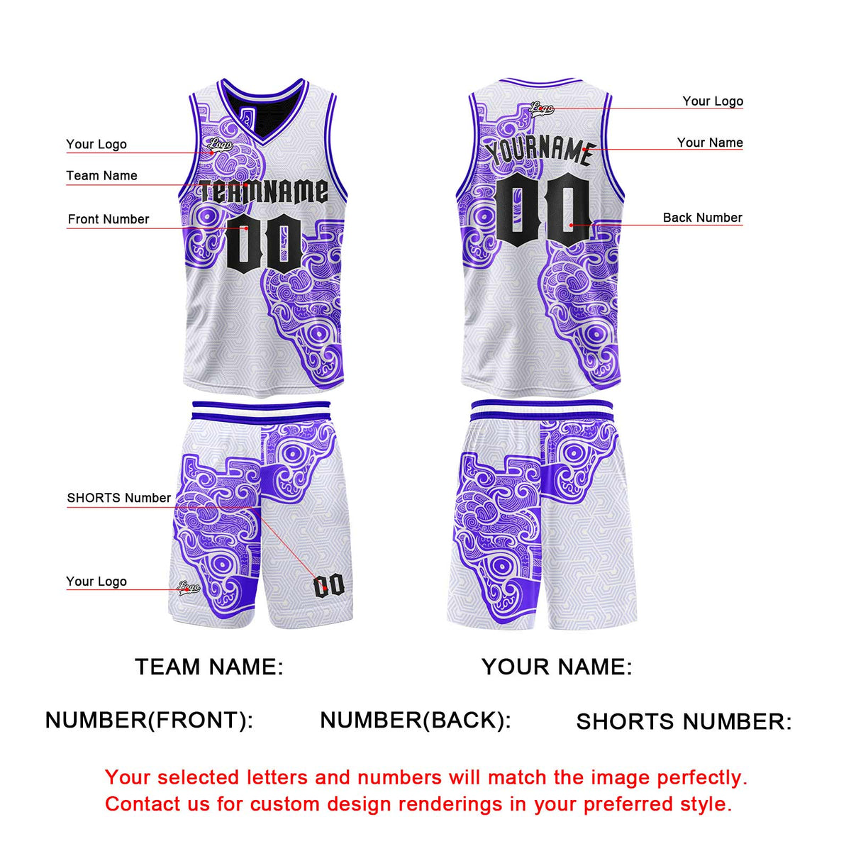 Custom White Black Reversible Basketball Suit for Adults and Kids Personalized Jersey enthsush