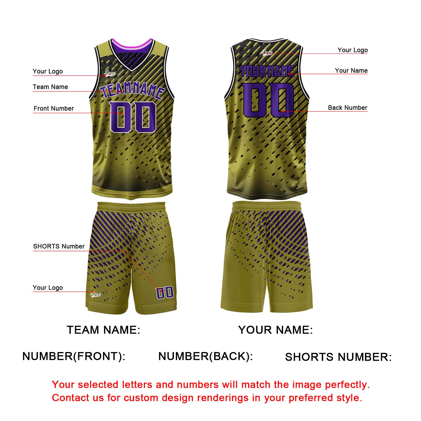 Custom Gold Purple Reversible Basketball Suit for Adults and Kids Personalized Jersey enthsush