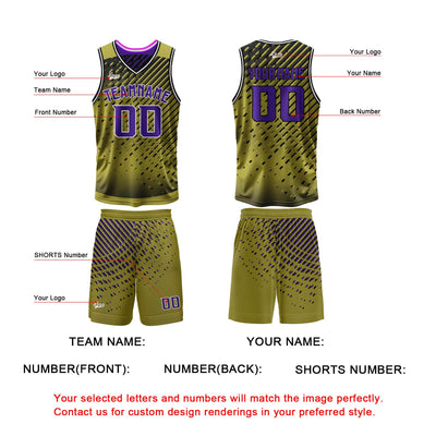 Custom Gold Purple Reversible Basketball Suit for Adults and Kids Personalized Jersey enthsush