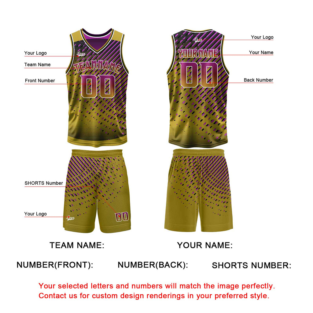 Custom Gold Pink Reversible Basketball Suit for Adults and Kids Personalized Jersey enthsush