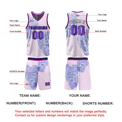 Custom Purple Reversible Basketball Suit for Adults and Kids Personalized Jersey enthsush