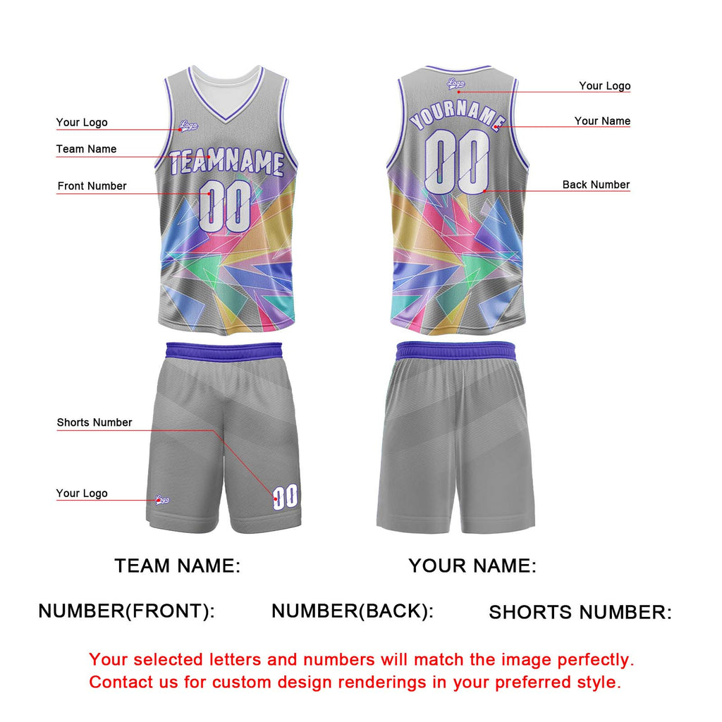 Custom Grey Basketball Jersey Uniform Suit Printed Your Logo Name Number enthsush