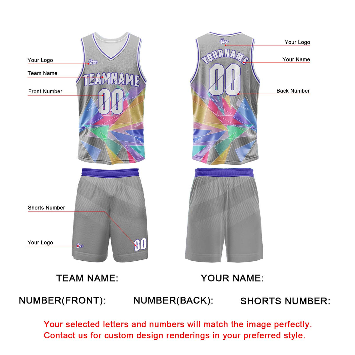 Custom Grey Basketball Jersey Uniform Suit Printed Your Logo Name Number enthsush