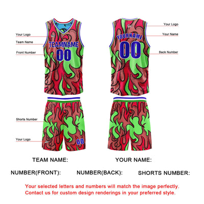Custom Blue Red Reversible Basketball Suit for Adults and Kids Personalized Jersey enthsush