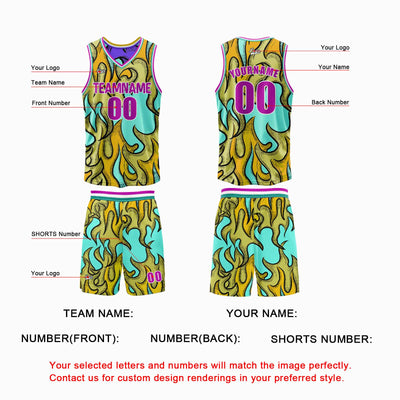 Custom Purple Yellow Reversible Basketball Suit for Adults and Kids Personalized Jersey enthsush
