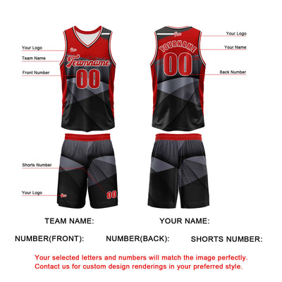 Custom Black Red Basketball Jersey Uniform Suit Printed Your Logo Name Number enthsush