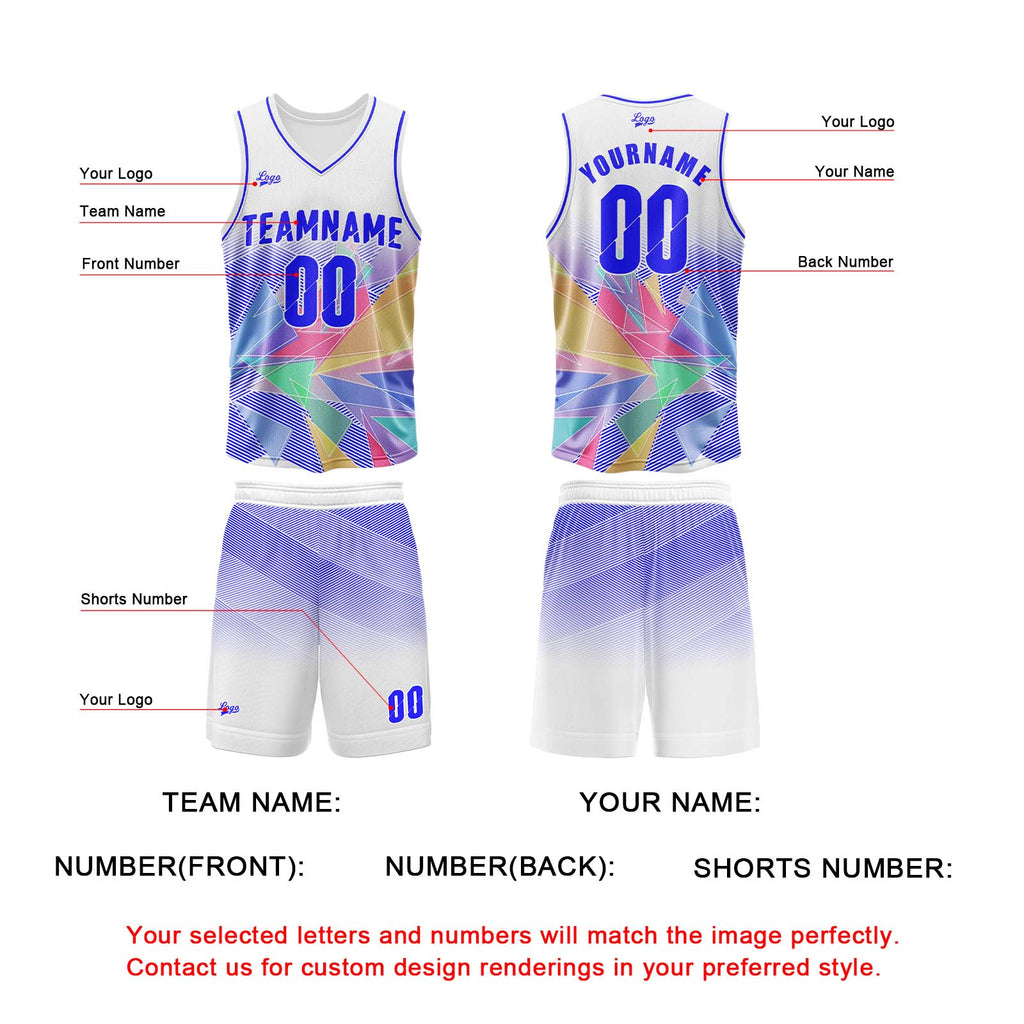 Custom White Basketball Jersey Uniform Suit Printed Your Logo Name Number enthsush