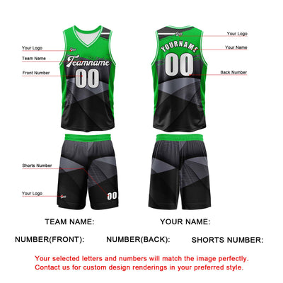 Custom Black Green Basketball Jersey Uniform Suit Printed Your Logo Name Number enthsush