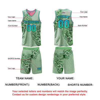 Custom Green Pink Reversible Basketball Suit for Adults and Kids Personalized Jersey enthsush
