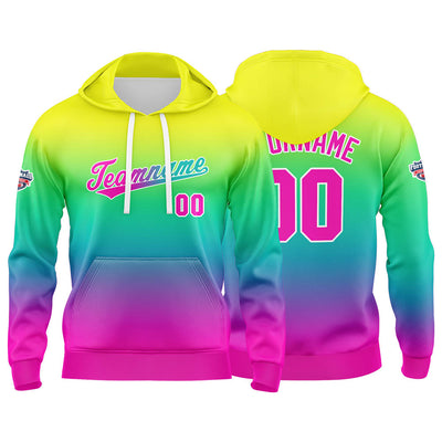 Custom Gradient Hoodie For Man Woman Girl Boy Print Your Logo Name Number Yellow Green enthsush