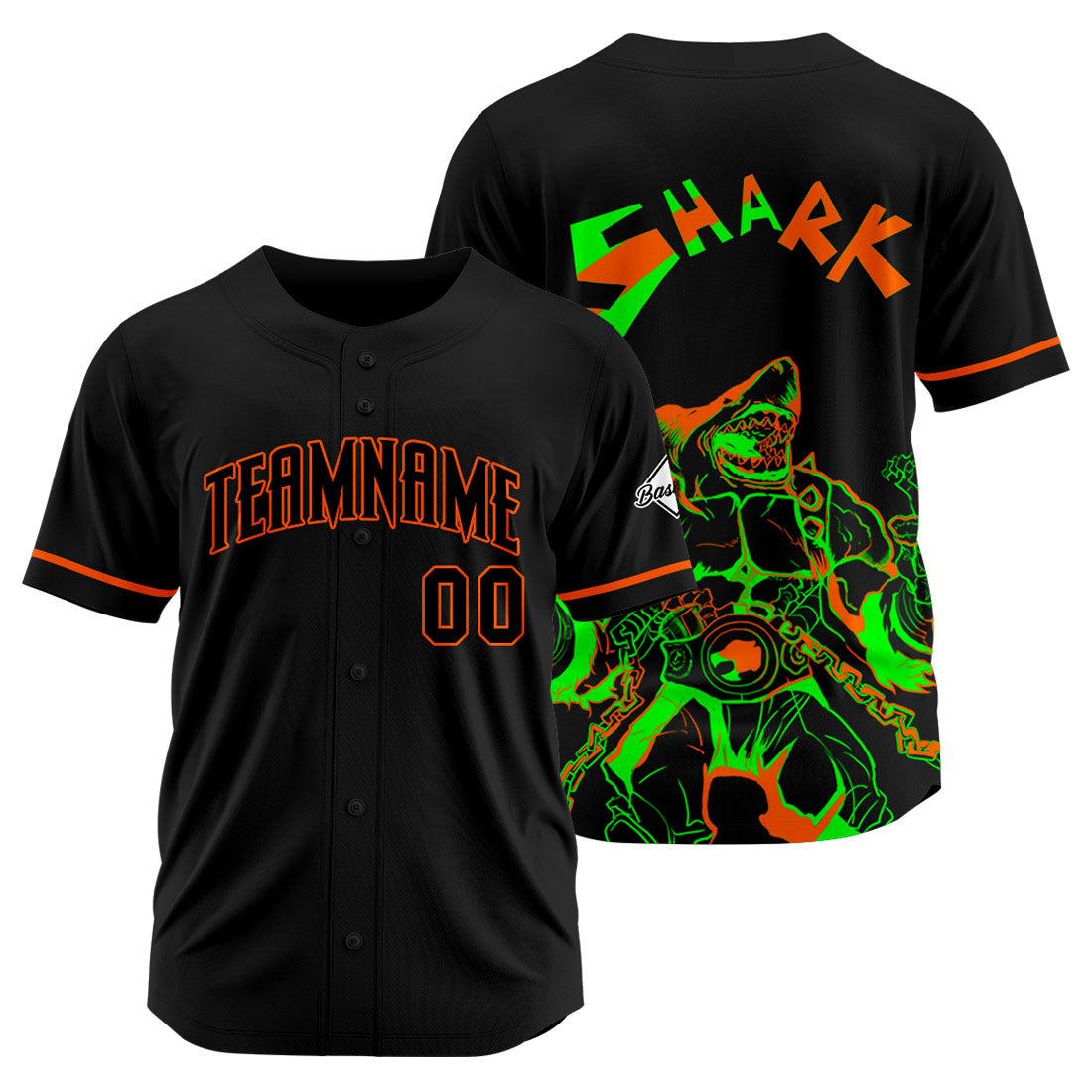 Custom Baseball Uniforms High-Quality for Adult Kids Optimized for Performance Shark-Black&Orange enthsush