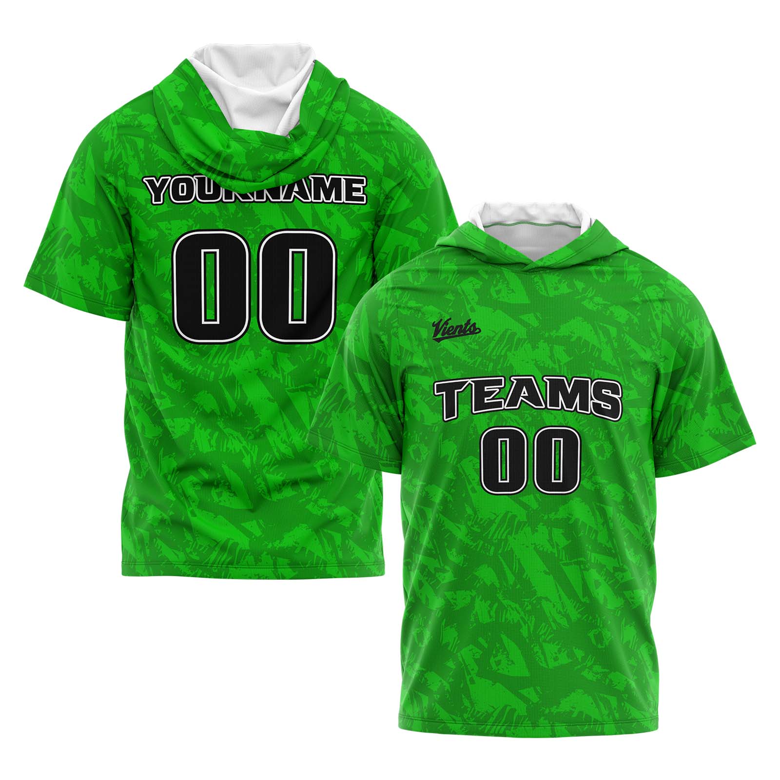 Custom Green Short Sleeve Hoodies for Men Women Shirts with Hoods Printed Name Logo enthsush