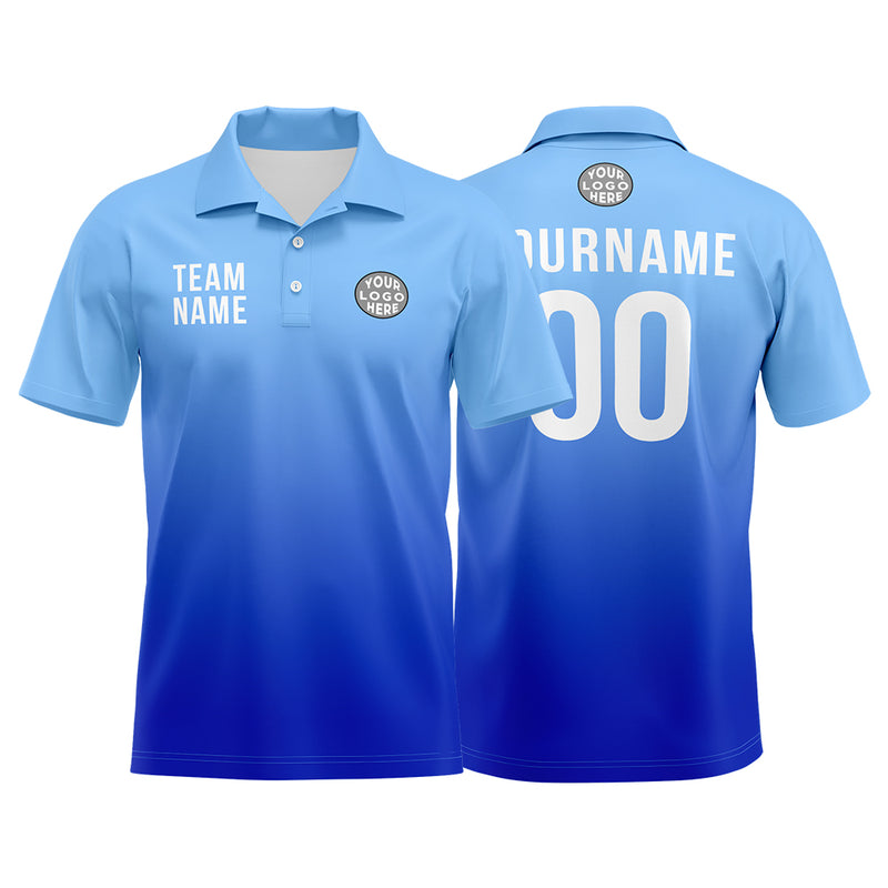 Custom Light Blue Royal Football Polo Shirts Add Your Unique Logo/Name/Number
