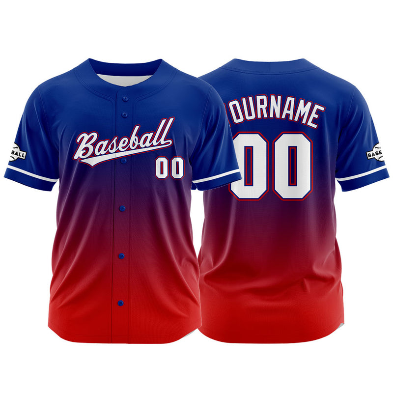 Custom Full Print Design Authentic Baseball Jersey red-blue