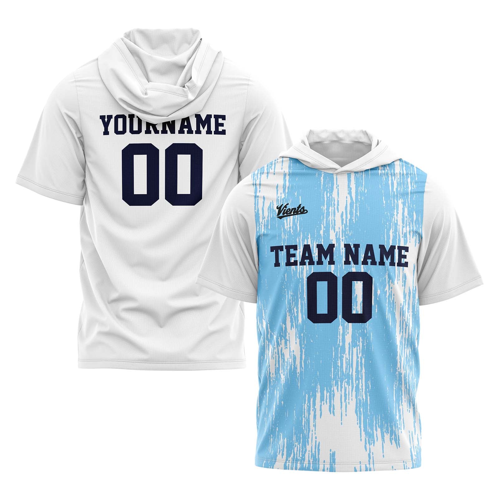 Custom White Light Blue Sleeve Hoodies for Men Women Shirts with Hoods Printed Name Logo enthsush