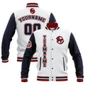 Custom White Navy Red Waterproof Varsity Jackets Personalized Stitched Name Number Logo to Letterman Jackets enthsush