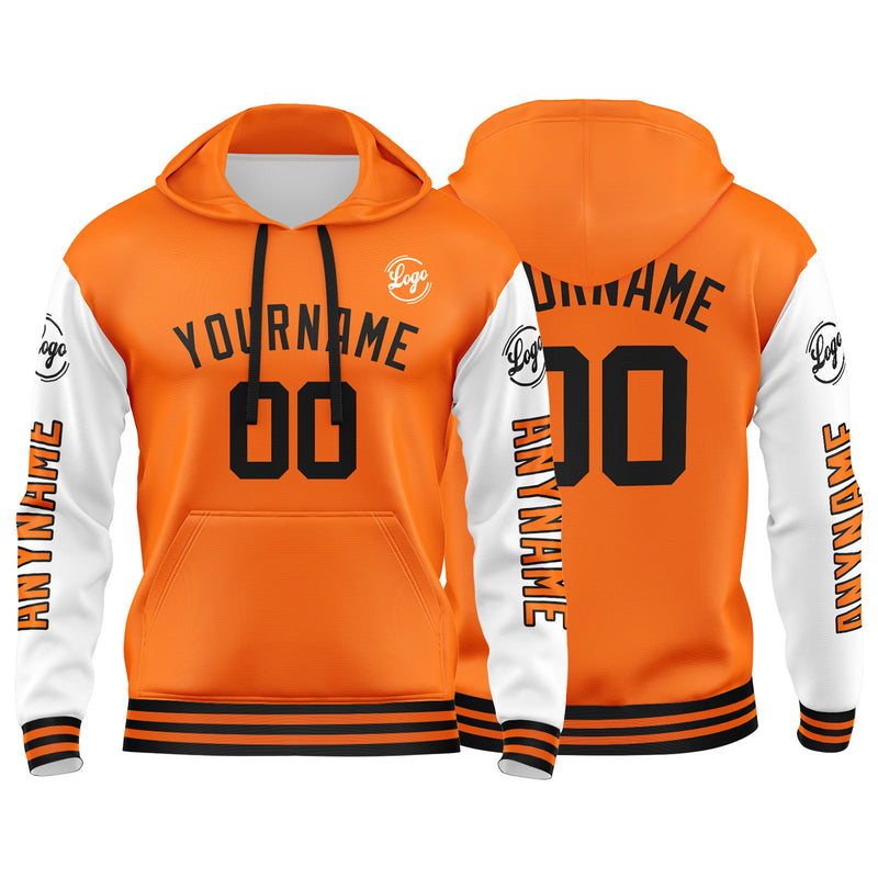 Custom Orange White  Sweatshirt Hoodie For Men Women Girl Boy Print Your Logo Name Number
