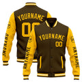 Custom Varsity Jacket Letterman jacket for Men, Women and Youth Brown Yellow enthsush
