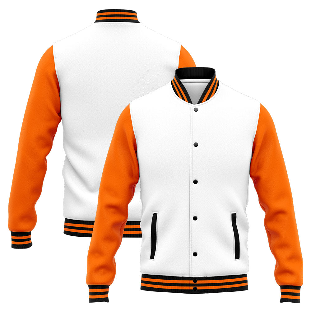 Custom Varsity Jacket Letterman jacket for Men, Women and Youth Orange White enthsush