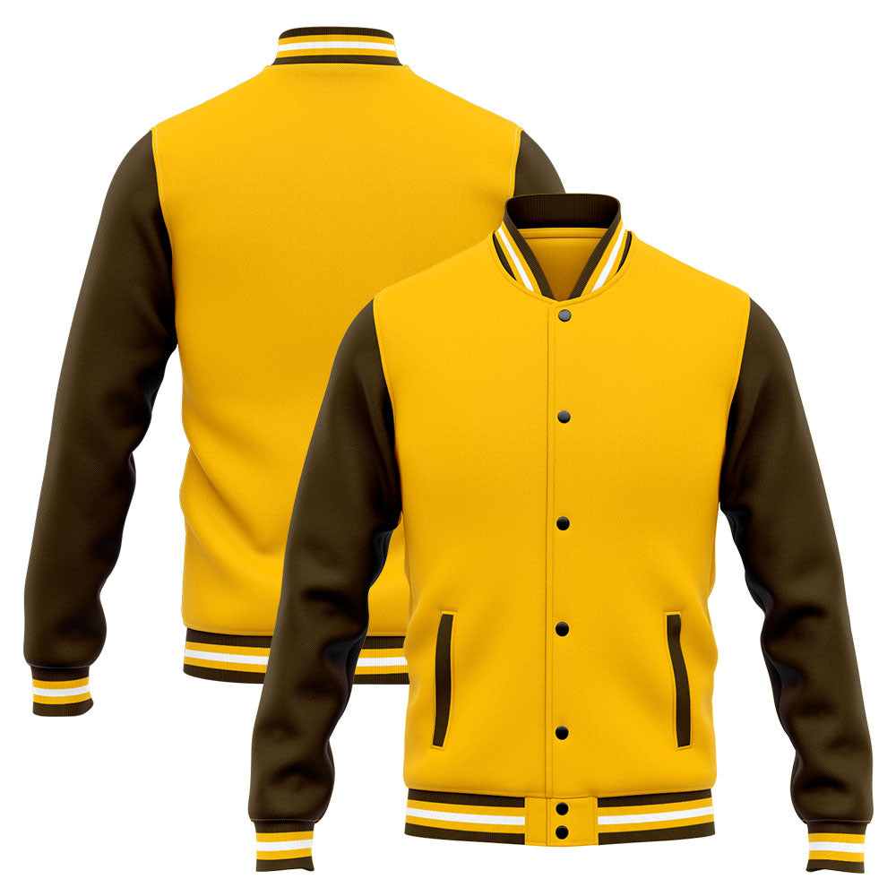 Custom Varsity Jacket Letterman jacket for Men, Women and Youth Brown Yellow enthsush
