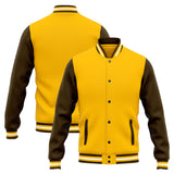 Custom Varsity Jacket Letterman jacket for Men, Women and Youth Brown Yellow