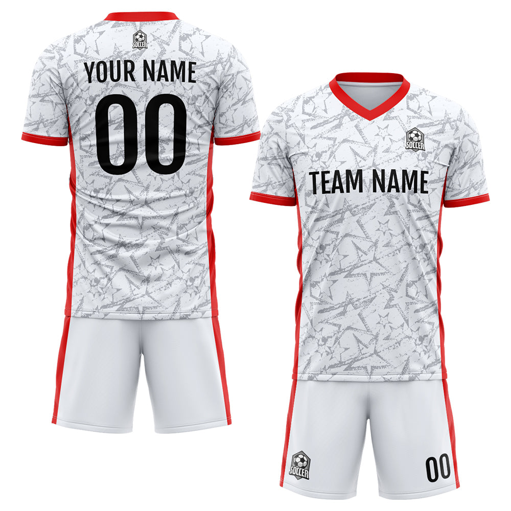 Custom Soccer Jerseys for Men Women Personalized Soccer Uniforms for Adult and Kid White&Red&Black enthsush