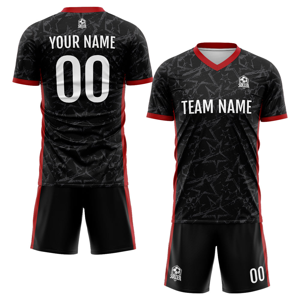 Custom Soccer Jerseys for Men Women Personalized Soccer Uniforms for Adult and Kid Black&Red&White enthsush