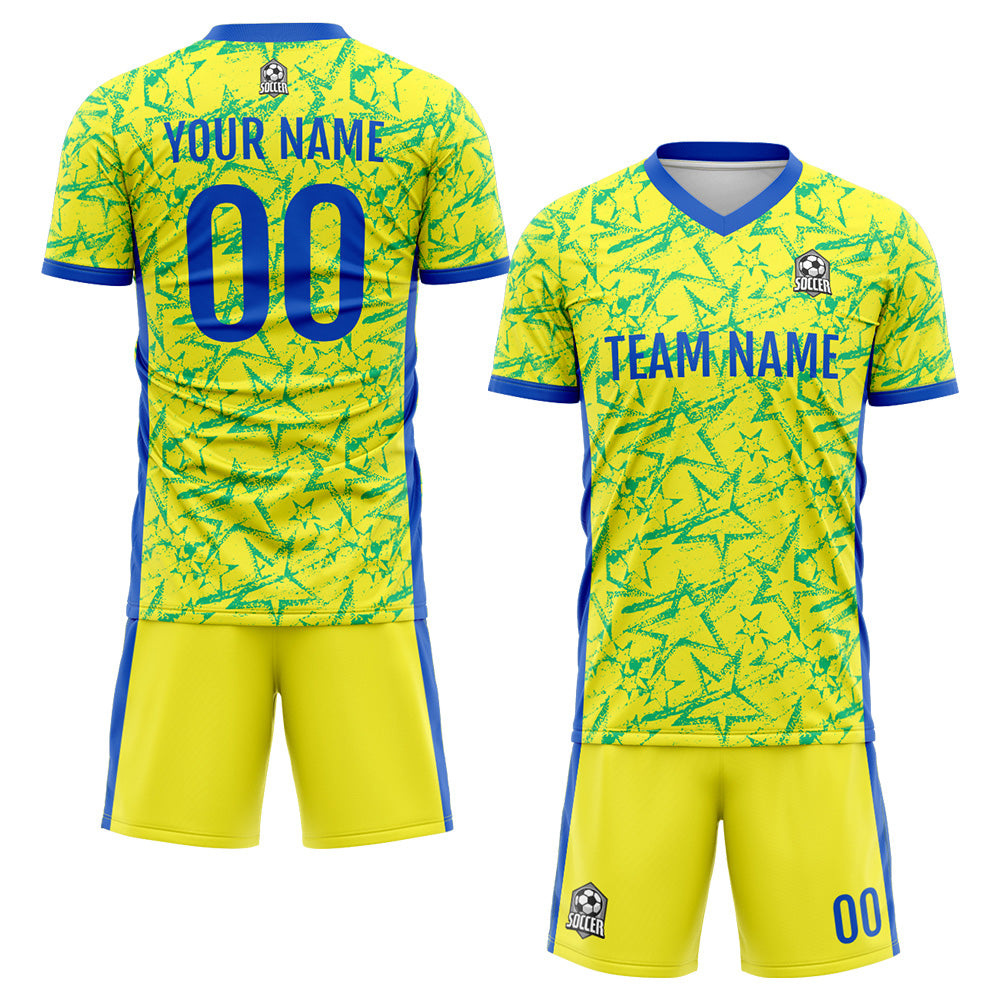 Custom Soccer Jerseys for Men Women Personalized Soccer Uniforms for Adult and Kid Yellow&Royal enthsush