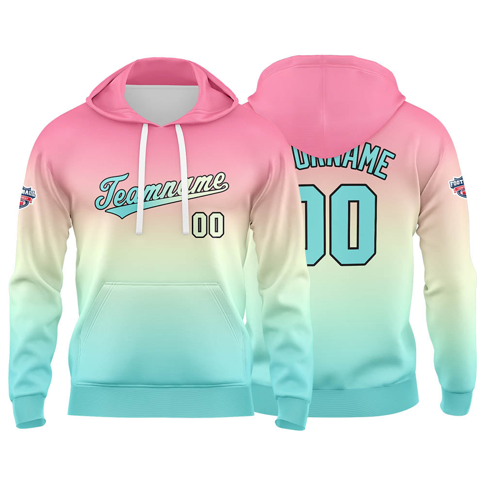 Custom Gradient Hoodie For Man Woman Girl Boy Print Your Logo Name Number Powder Light Blue enthsush